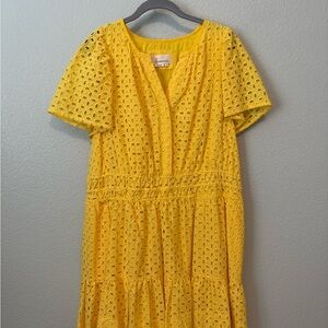 Anthropologie Somerset Yellow Tiered Ruffled Mini Dress